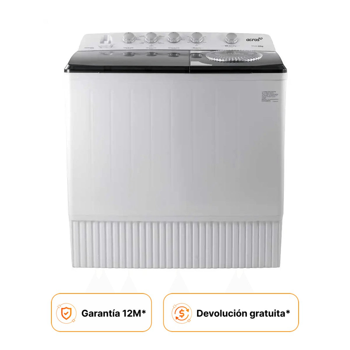 Acros Lavadora Semiautomática ALD2245SE Dos Tinas Max Capacity