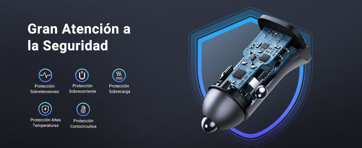 Ugreen Cargador Para Auto USB-A + USB-C Gris 30W