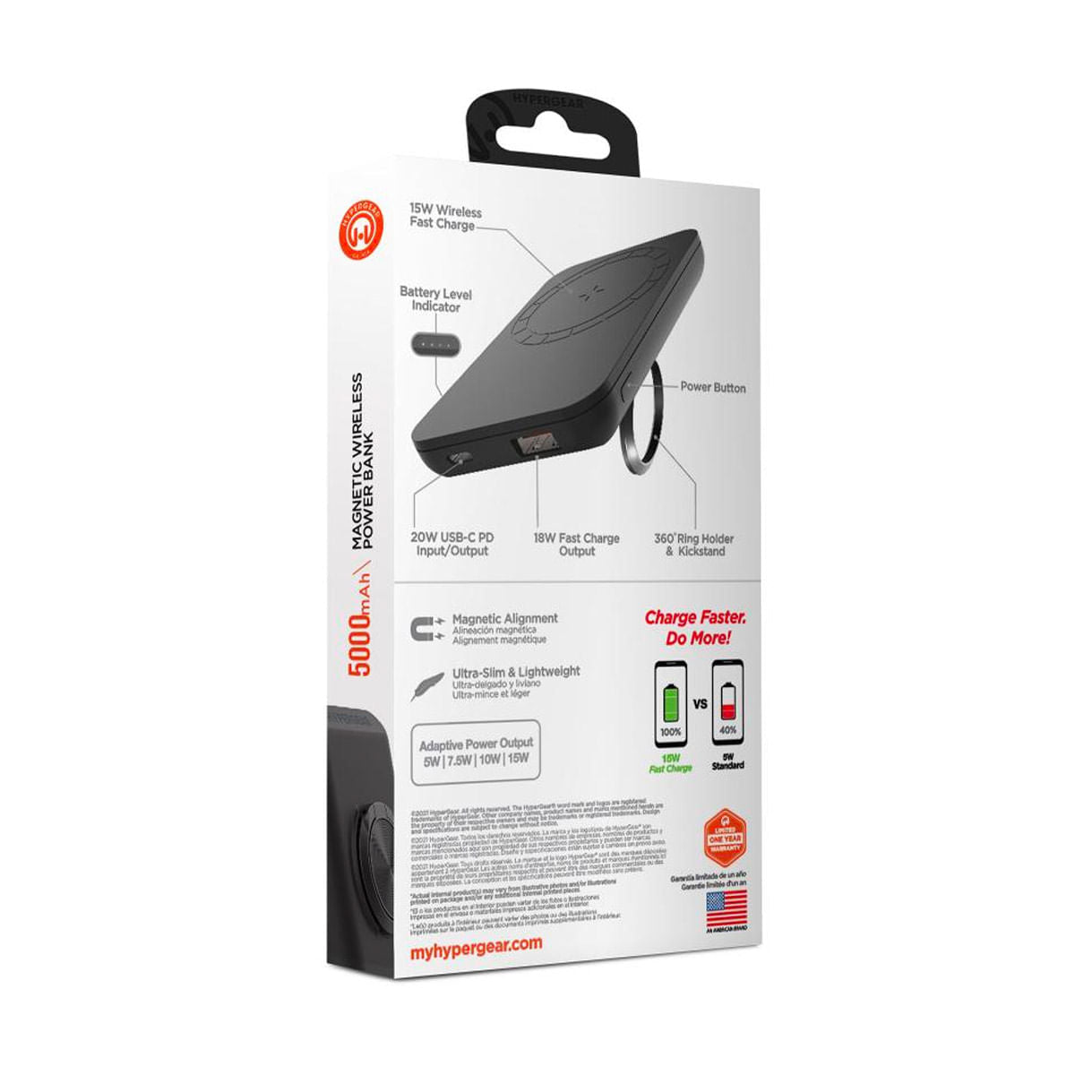 HyperGear Power Bank 5000 mAh para Iphone 13 MagSafe 15455 Negro